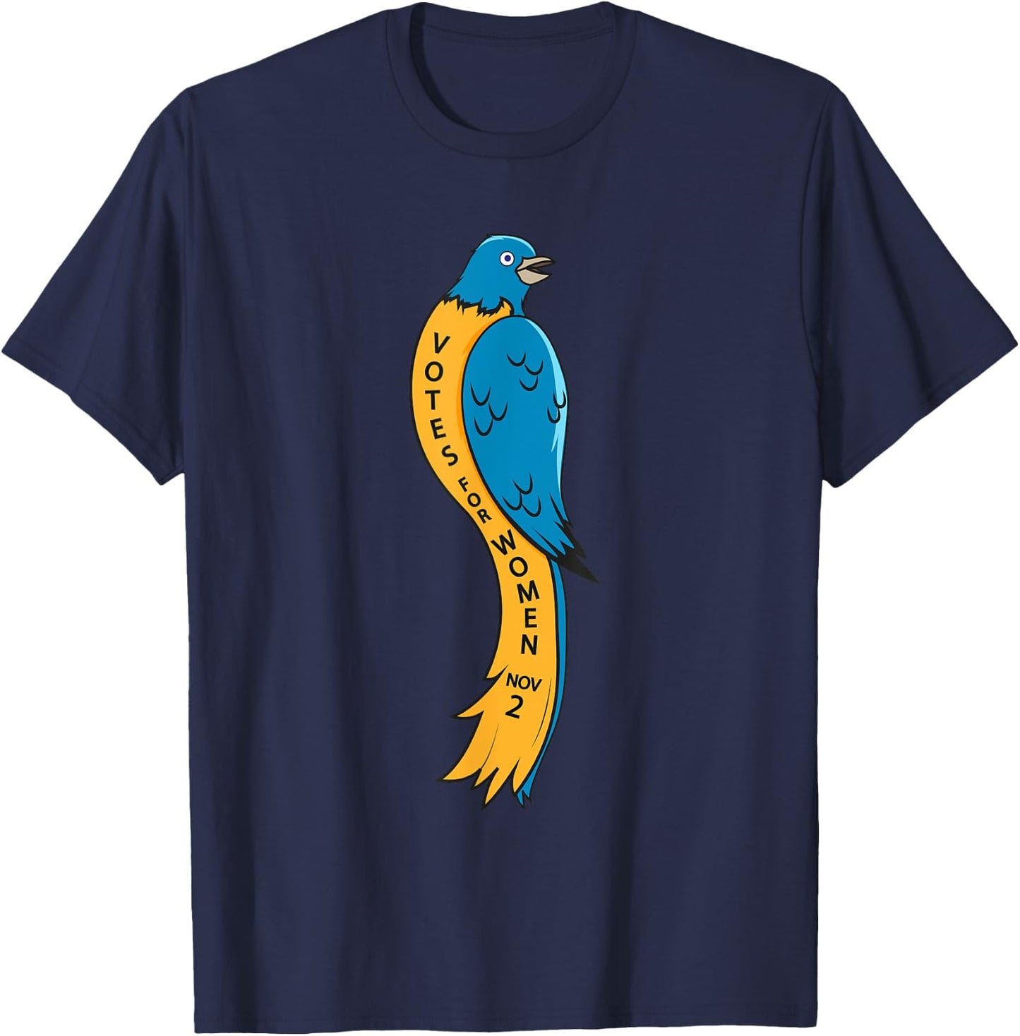 Votes Suffrage Blue Bird 100 Years Feminist T-Shirt - T-Shirt | Navy