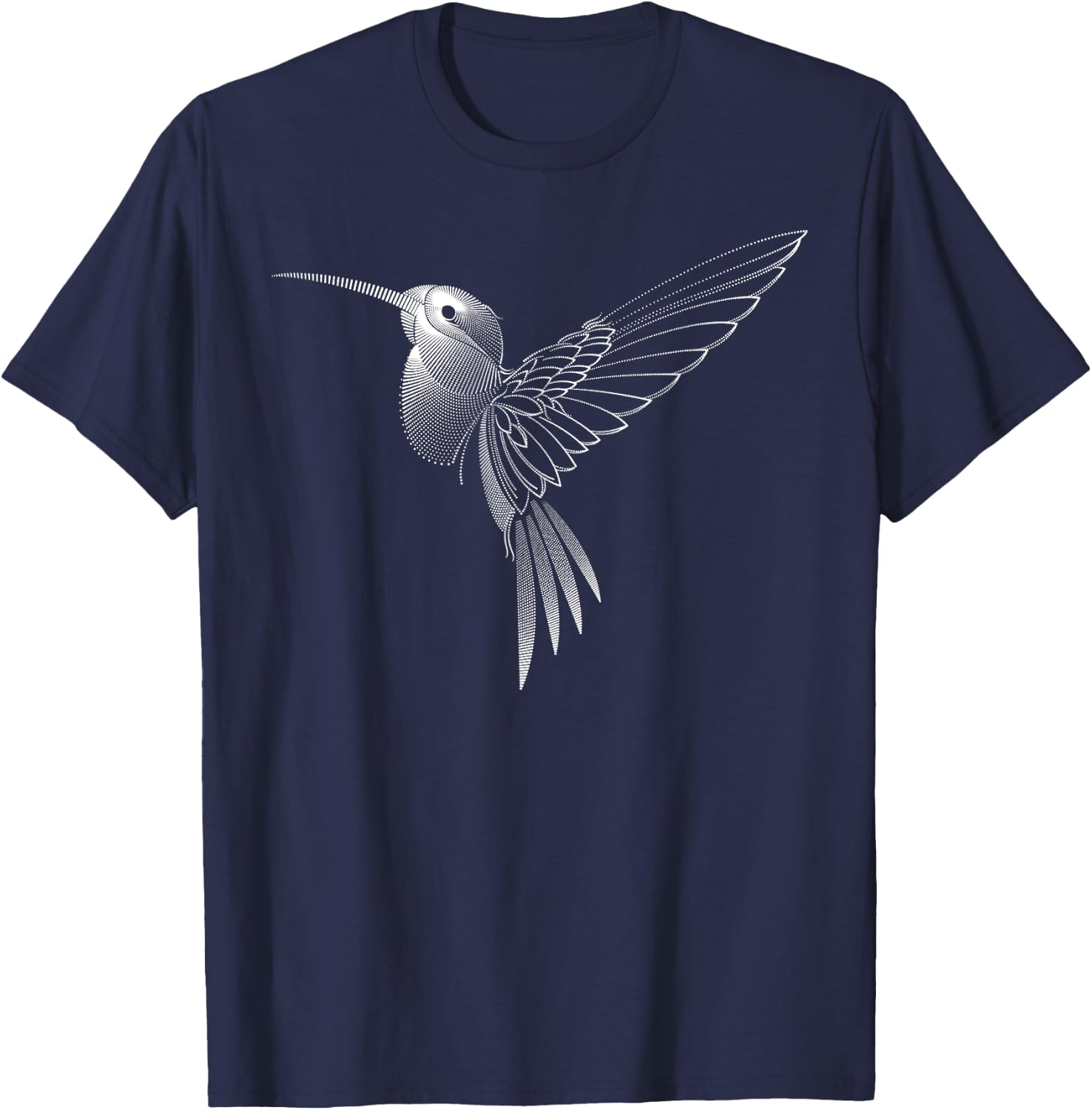 Hummingbird Dot Line Art Bird Portrait Sketch - Hummingbird T-Shirt - T-Shirt | Navy