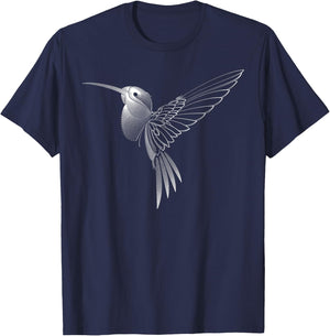 Hummingbird Dot Line Art Bird Portrait Sketch - Hummingbird T-Shirt - T-Shirt | Navy
