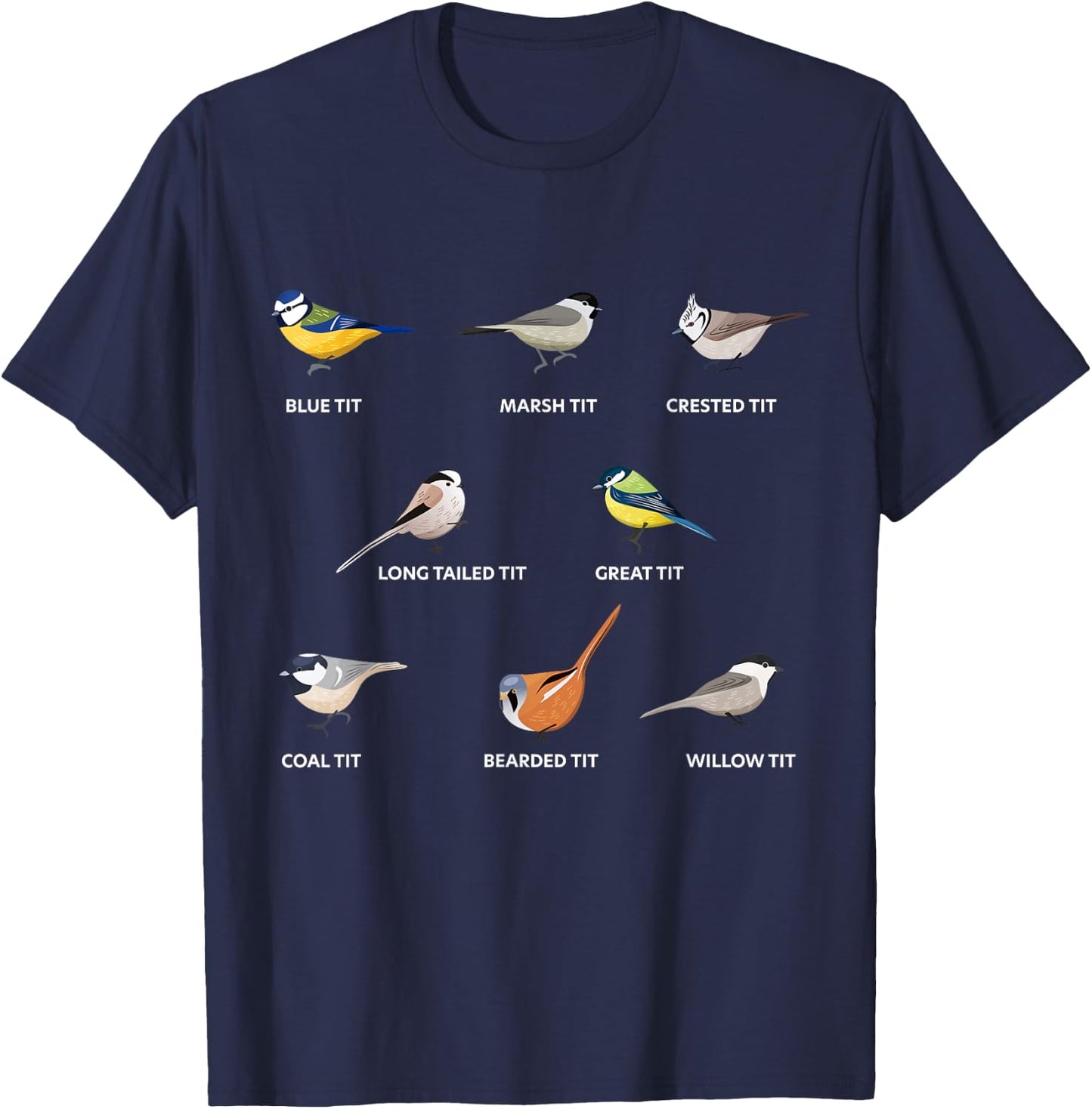 Collection of tit birds Blue tit, great tit & more (Gift) T-Shirt - T-Shirt | Navy