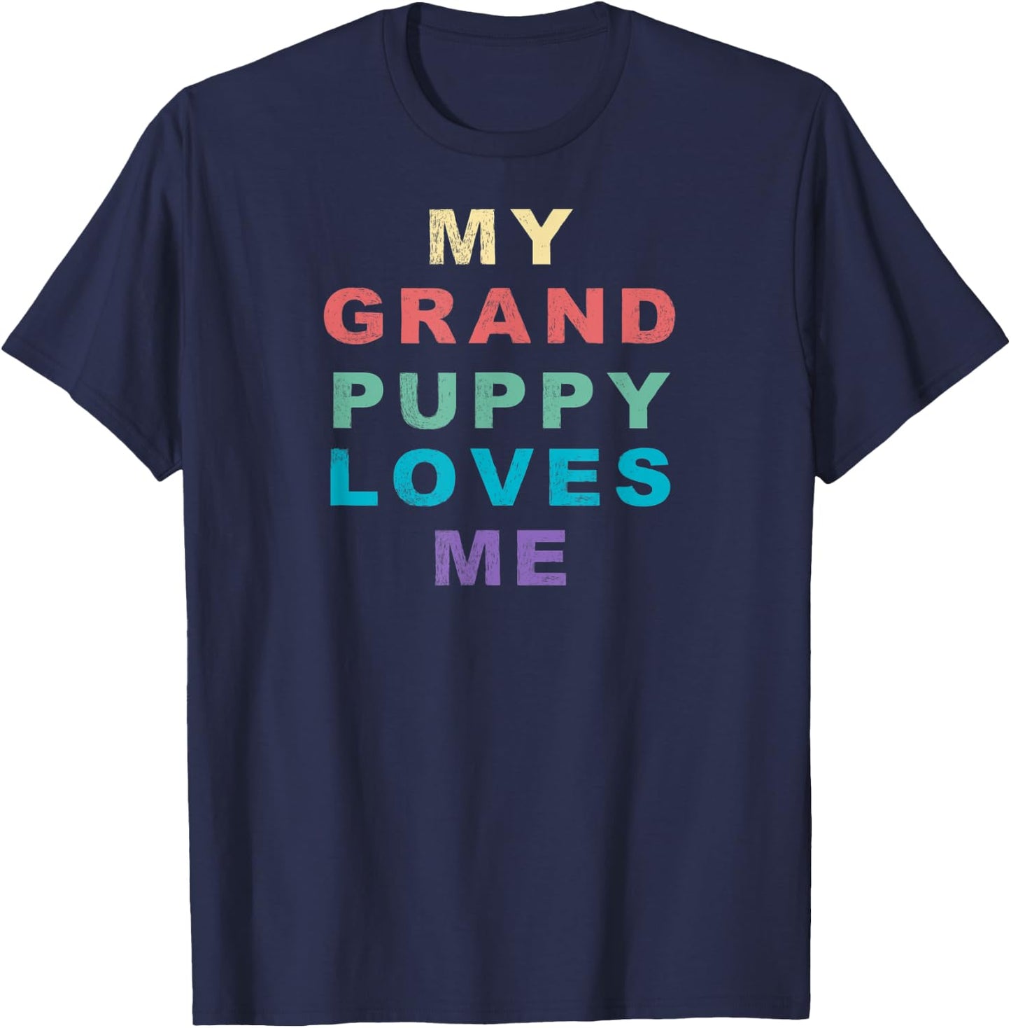 My Grandpuppy Loves Me for Grandma of Puppy Dogs Retro T-Shirt - T-Shirt | Navy