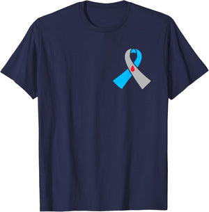 Type 1 Diabetes Awareness Ribbon Badge T-Shirt - T-Shirt | Navy