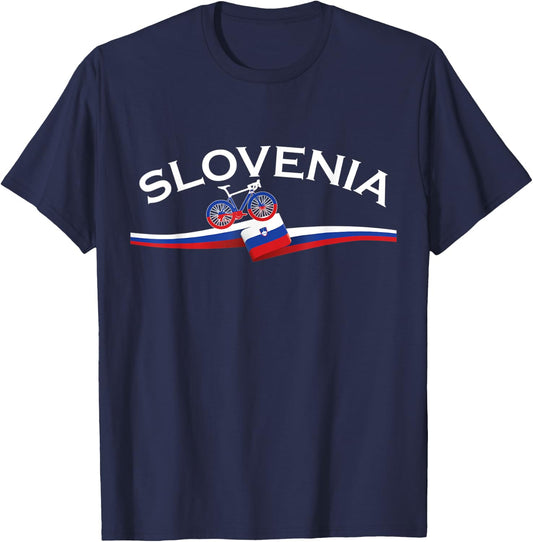 Slovenian Road Cyclist Slovenia Cycling Bicycle Flag Gift T-Shirt - T-Shirt | Navy