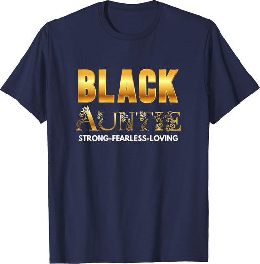 Black Auntie Aunt Afro American Centric Sister Birthday T-Shirt - T-Shirt | Navy