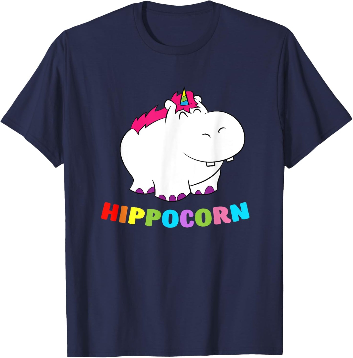 Funny Hippo Hippocorn Unicorn Hippo Birthday Hippo T-Shirt - T-Shirt | Navy