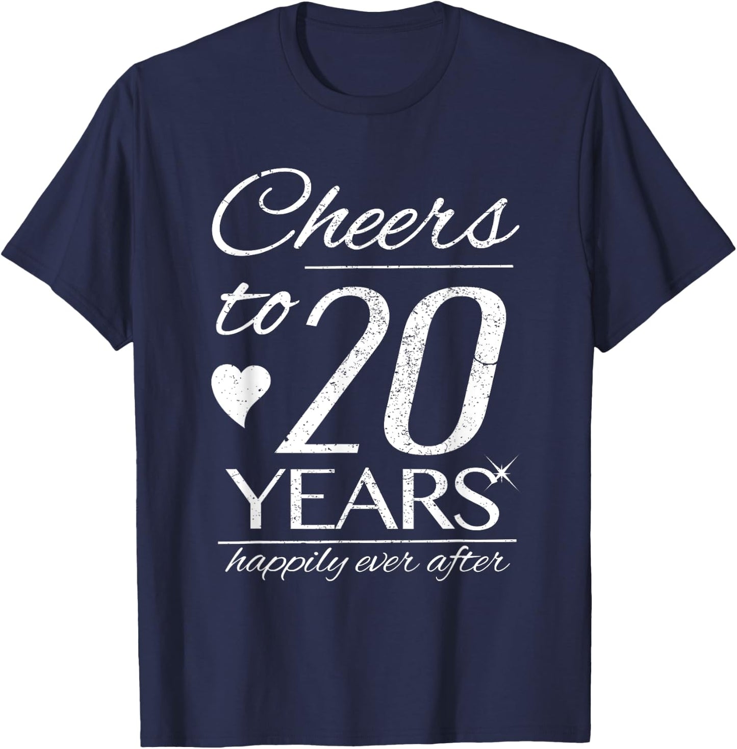 Cheers To 20 Years Married Couples 20th Wedding Anniversary T-Shirt - T-Shirt | Navy