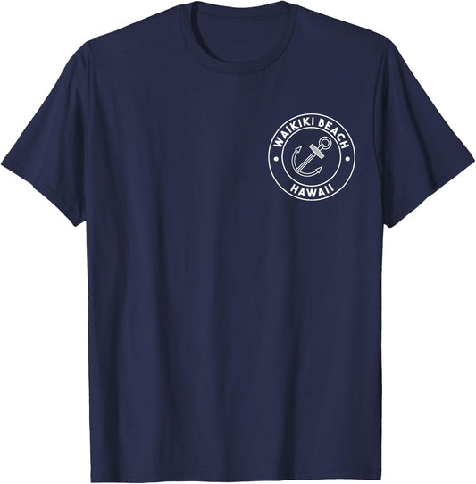Waikiki Beach Hawaii Souvenirs Pocket Logo T-Shirt - T-Shirt | Navy