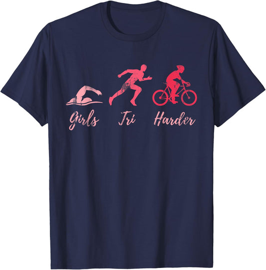 Triathlete Women Girls Kids Gift Triathlon T-Shirt - T-Shirt | Navy