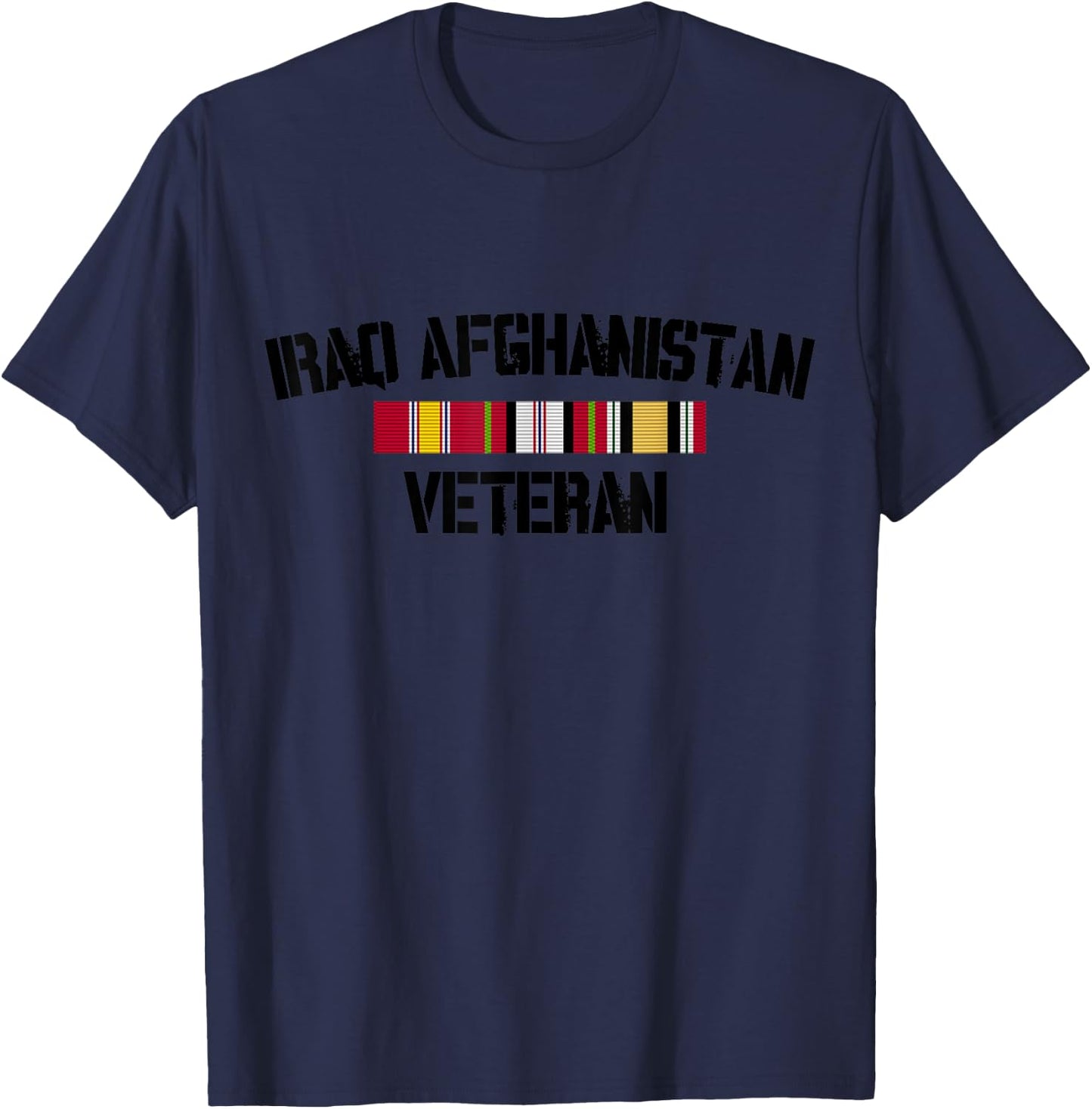 Iraq Afghanistan Veteran Pride Service Ribbon T-Shirt - T-Shirt | Navy