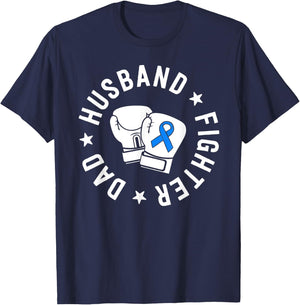 ALS Warrior Dad Husband Father Blue Ribbon Awareness T-Shirt - T-Shirt | Navy