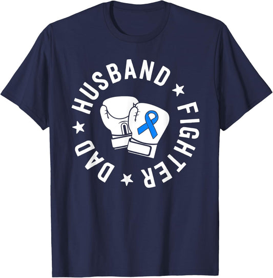 ALS Warrior Dad Husband Father Blue Ribbon Awareness T-Shirt - T-Shirt | Navy