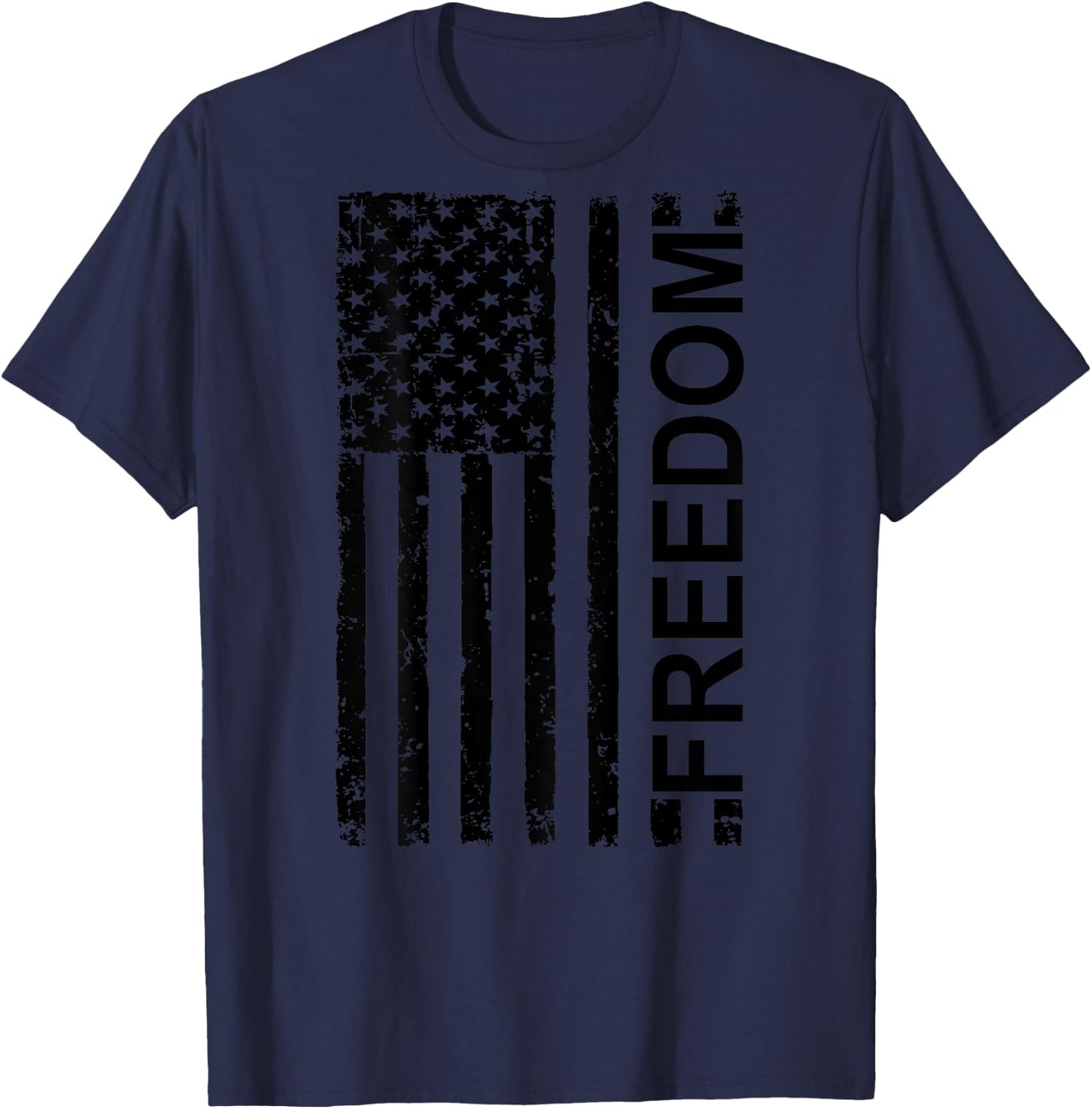 American Flag Distressed USA Freedom Men T-Shirt - T-Shirt | Navy
