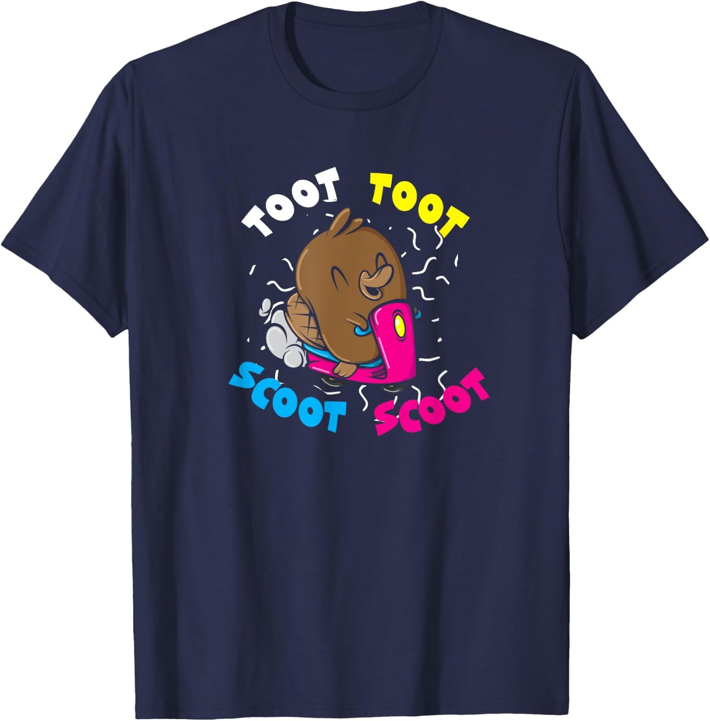 Platypus Riding Scooter Shirt Toot Toot Scoot Scoot Funny T-Shirt - T-Shirt | Navy