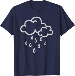 Rainy Weather Downpour Thunderstorm Rain Cloud T-Shirt - T-Shirt | Navy