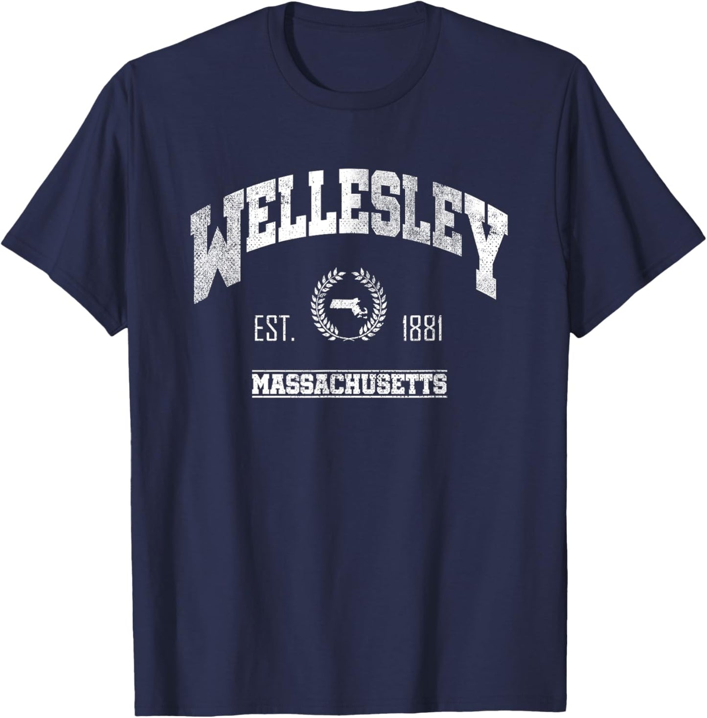 Wellesley MA | Massachusetts | Vintage Throwback T-Shirt - T-Shirt | Navy