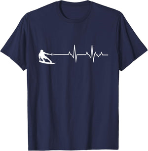 Wakeboard Heartbeat Lake Water Sports Wakeboarding Surfing T-Shirt - T-Shirt | Navy
