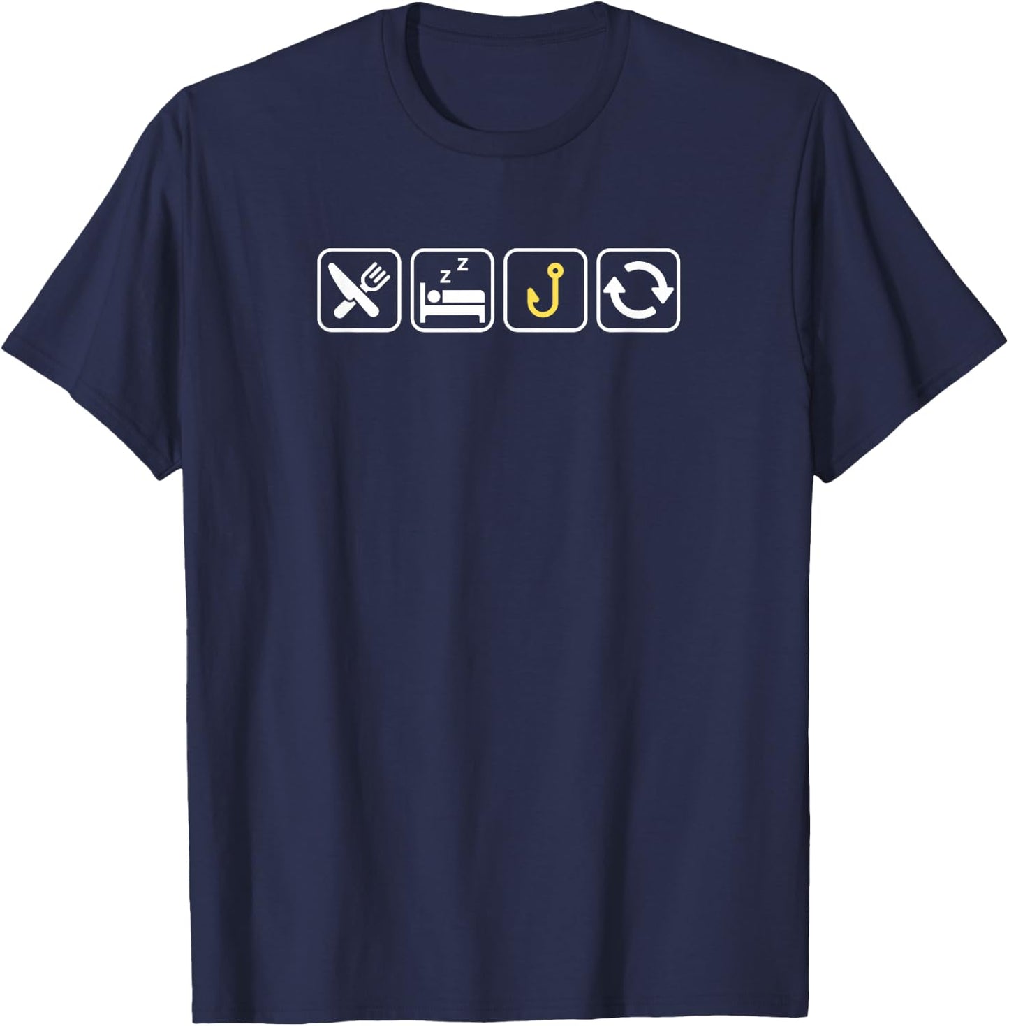 Eat Sleep FISHING Repeat | Funny Fishhook Design T-Shirt - T-Shirt | Navy