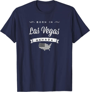 Born in Las Vegas Nevada Retro Vintage USA Map T-Shirt - T-Shirt | Navy
