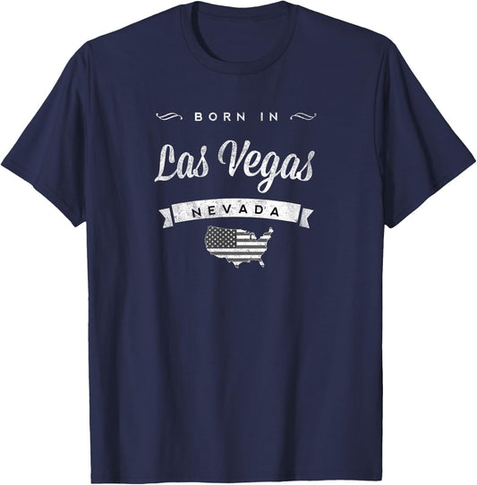 Born in Las Vegas Nevada Retro Vintage USA Map T-Shirt - T-Shirt | Navy