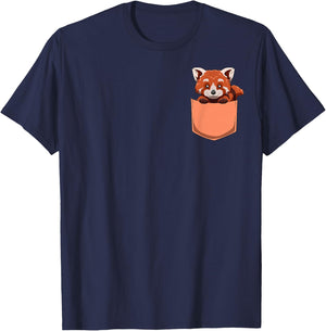 Red Panda Pocket Red Panda Bag T-Shirt - T-Shirt | Navy