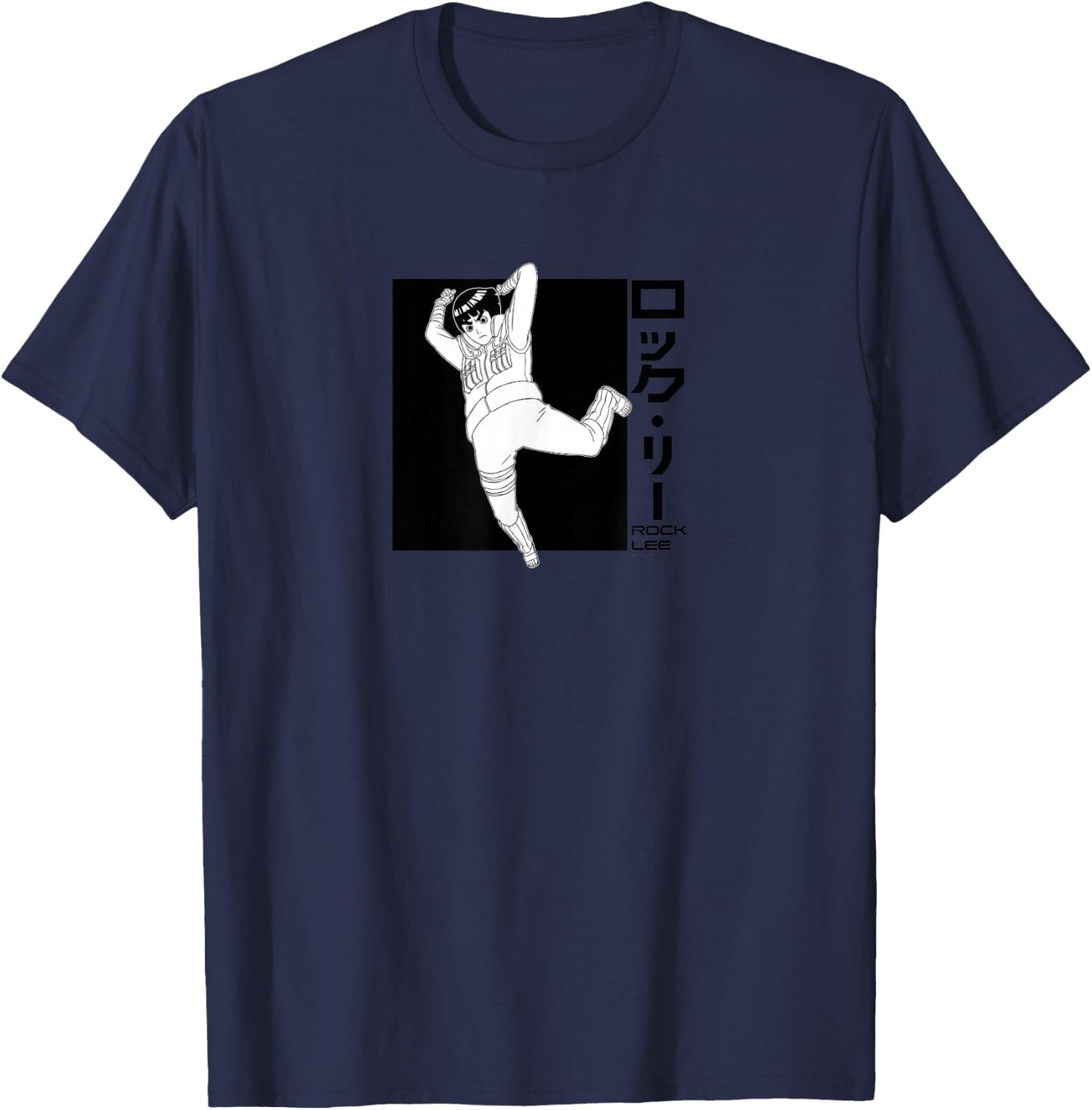 Naruto Shippuden Rock Lee Black Box Anime T-Shirt - T-Shirt | Navy