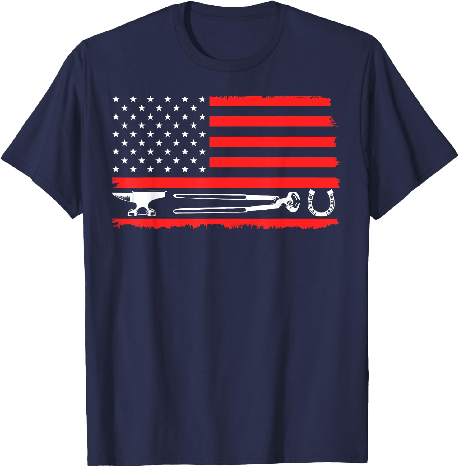 Funny Farrier Gift Cool Farrier Tools American Flag T-Shirt - T-Shirt | Navy