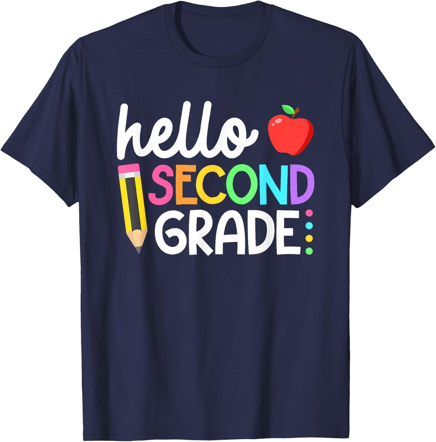 Hello Second Grade Team 2nd Grade Back to School Teacher Kid T-Shirt - T-Shirt | Navy