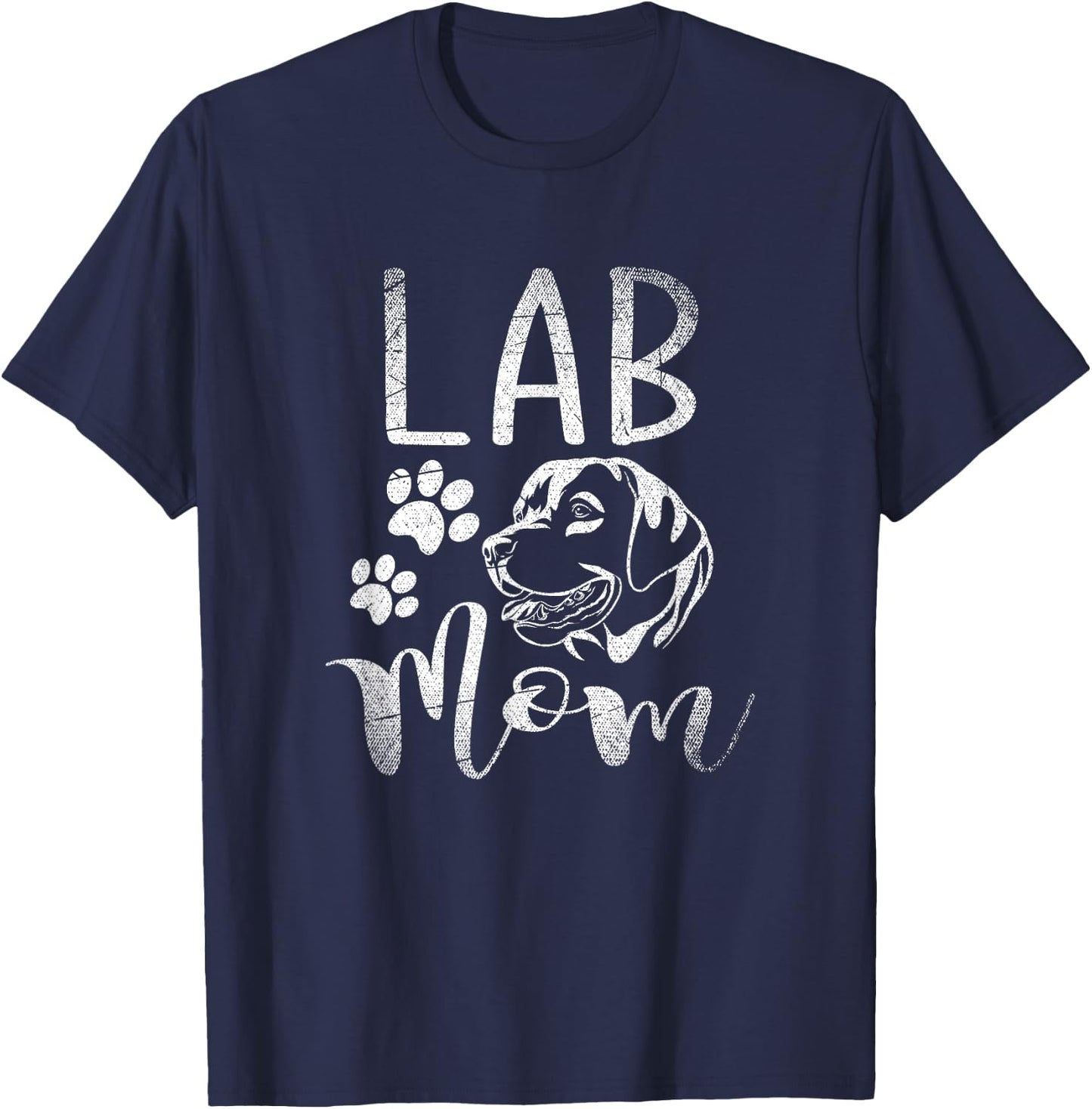 Pet Mom Quotes Lab Mom - Black, , Small, Modern Letter Print, Christmas, Birthday, Short Sleeve T-Shirt - T-Shirt | Navy