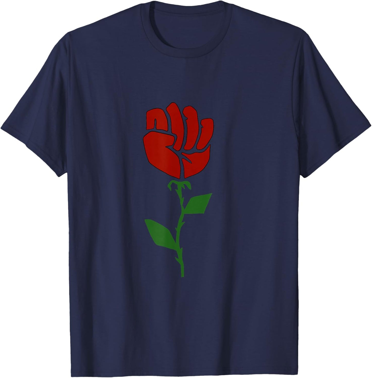 Union Strong Pro Union Worker Labor Rose Fist Protest T-Shirt - T-Shirt | Navy
