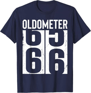 Funny 66 Years Old 66th Birthday Odometer Oldometer Gift Men T-Shirt - T-Shirt | Navy
