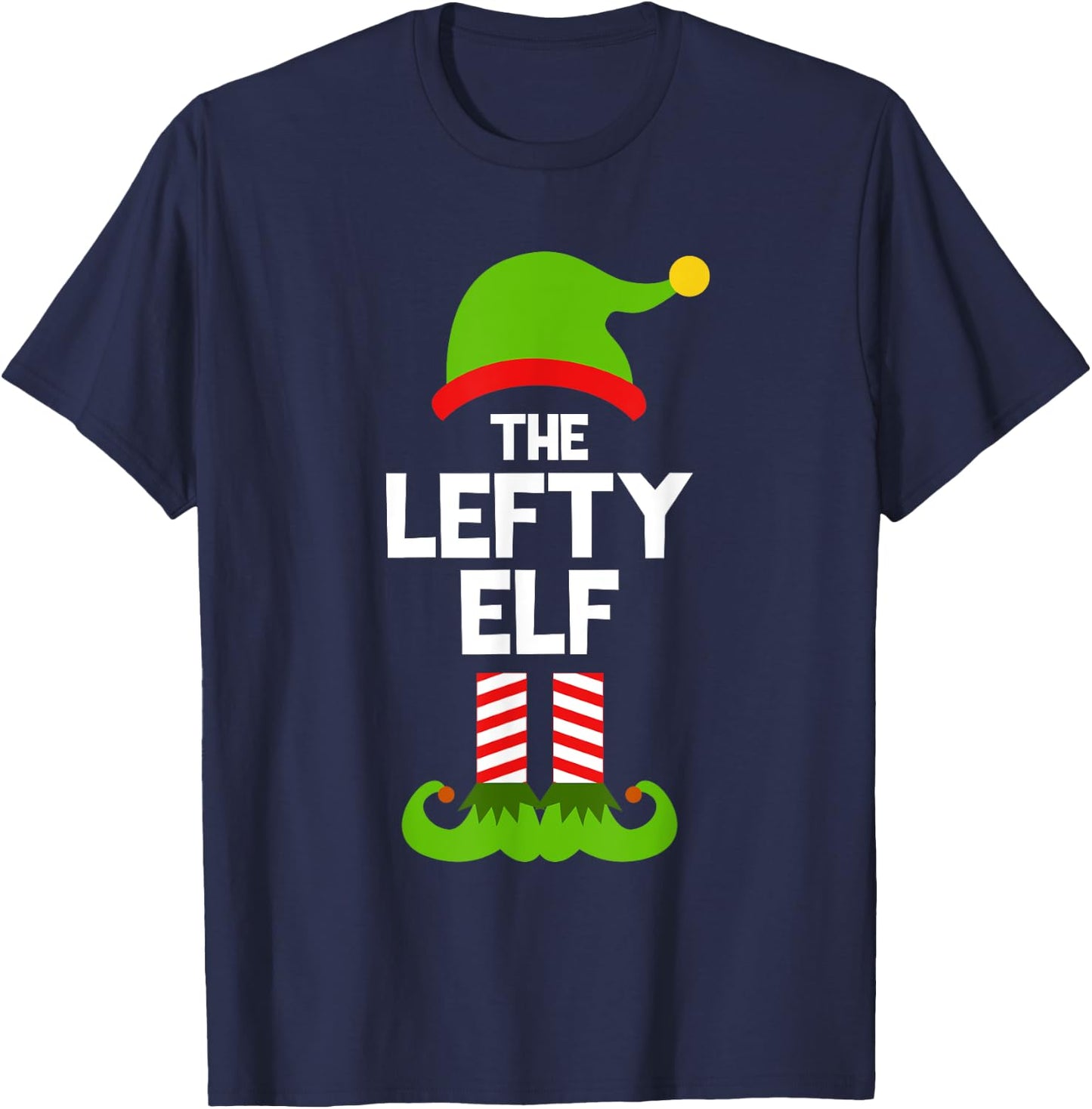 Funny The Lefty Elf Christmas Family Pajama Left-Handed T-Shirt - T-Shirt | Navy