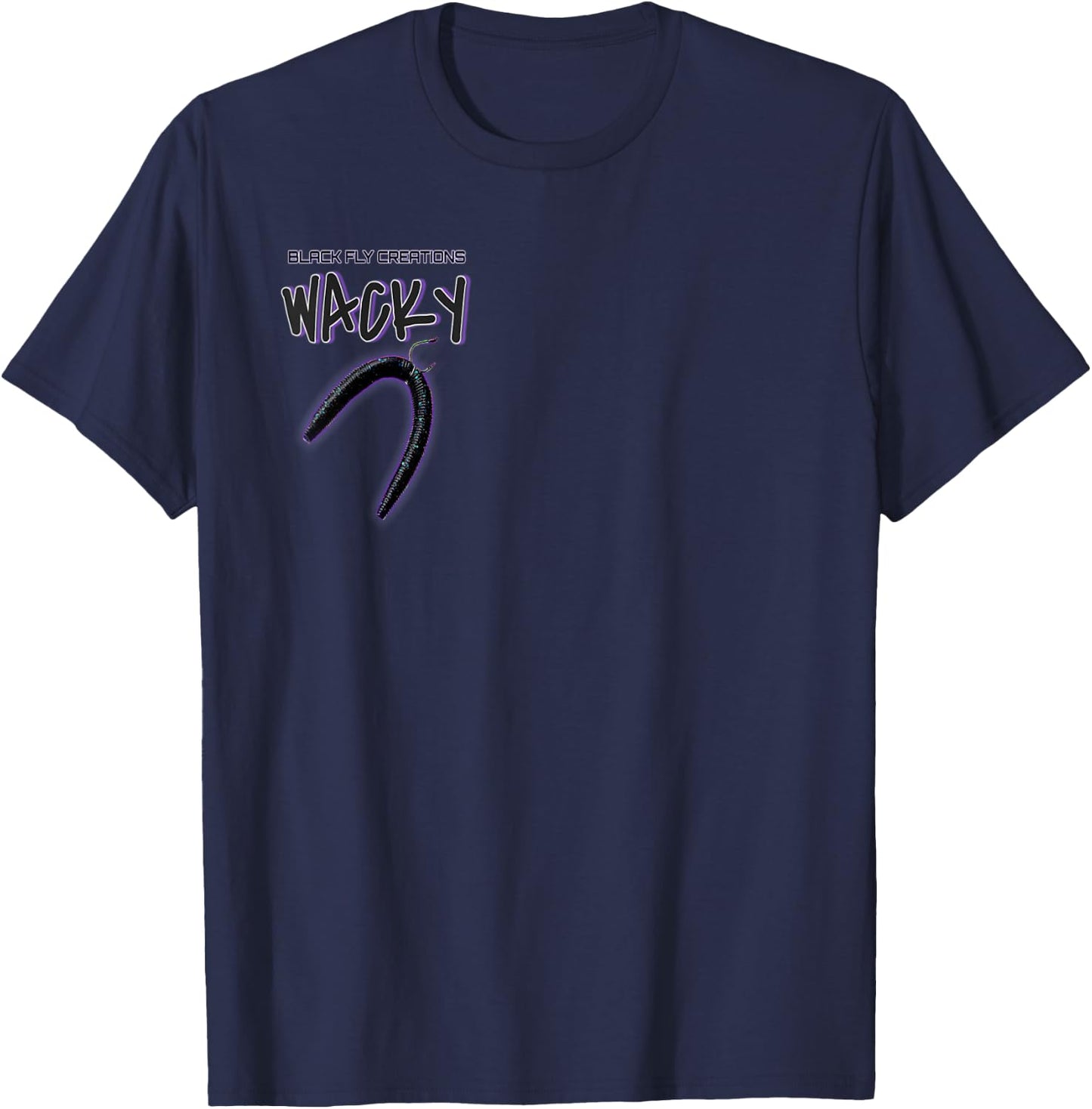 Black Fly Wacky Worm Senko Hook Jacket & Bass Fishing T-Shirt - T-Shirt | Navy