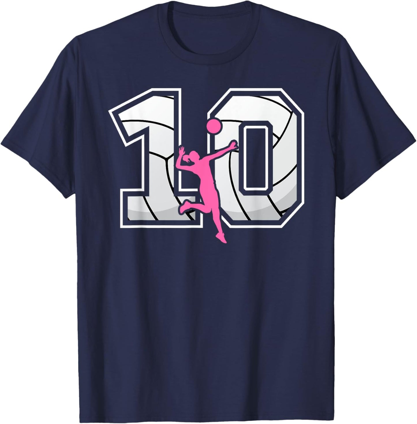 10th Birthday Volleyball Girl 10 Year Old Volleyball Player T-Shirt - T-Shirt | Navy