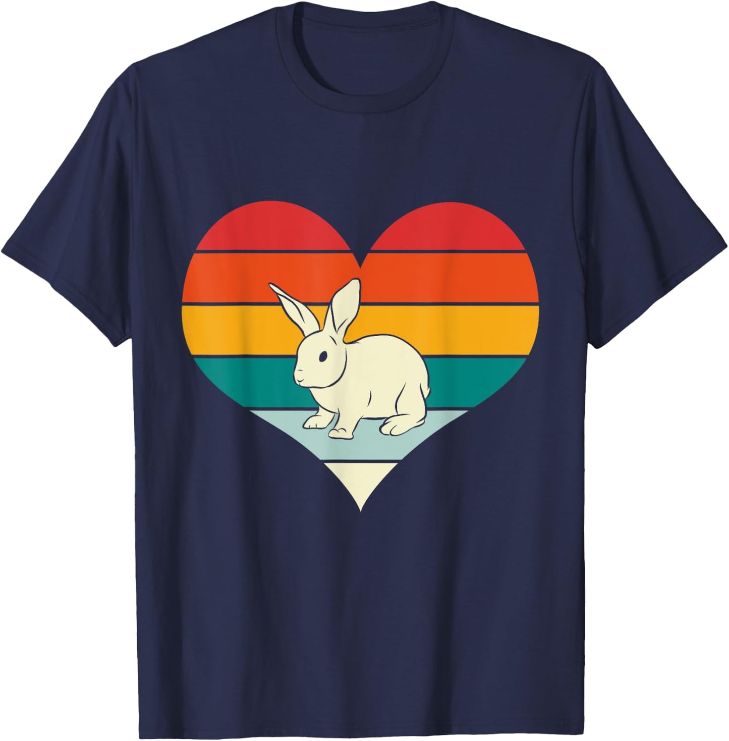 Rabbit Bunny Heart Valentines Day Gift Retro Rabbit T-Shirt - T-Shirt | Navy