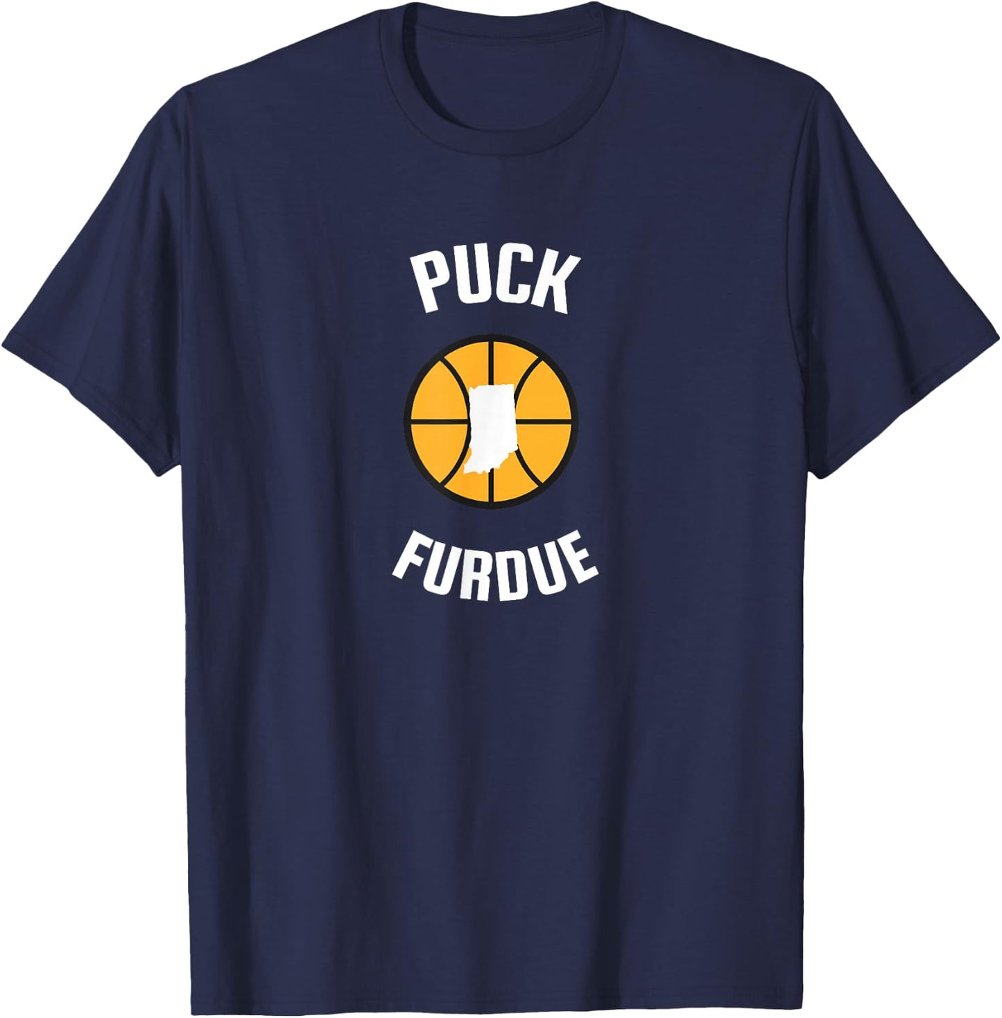 Classic Puck Furdue Rivalry Retro Basketball - Red, Small T-Shirt - T-Shirt | Navy