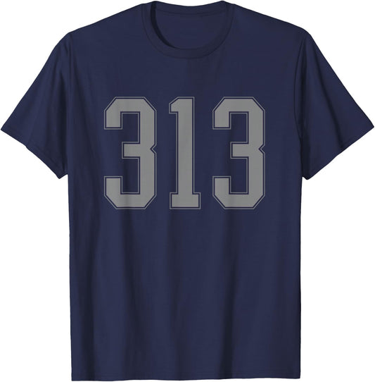 Detroit 313 Area Code Motor City T-Shirt - T-Shirt | Navy