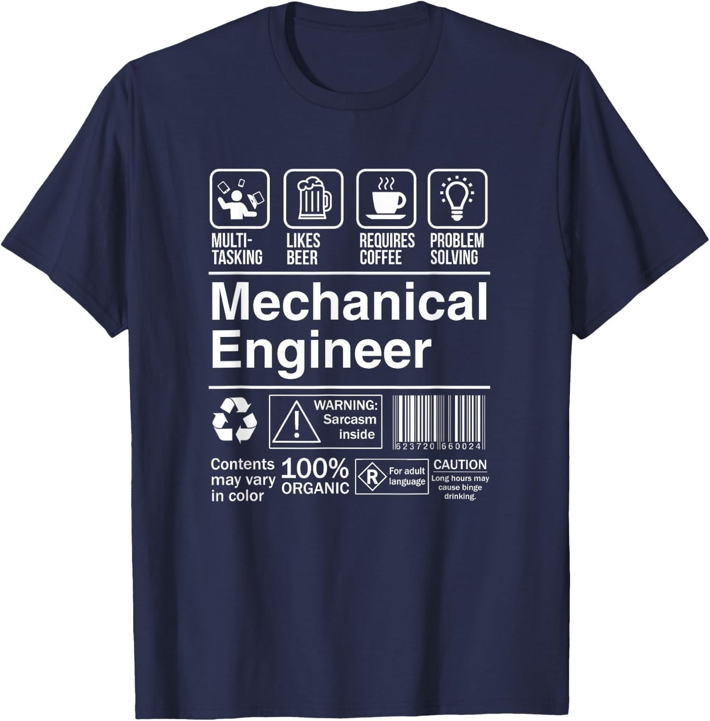 Mechanical Engineer Product Label Funny Gift T-Shirt - T-Shirt | Navy