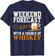 Cute Tobacco Smoker Alcohol Drinker Humor Designs Adults - Funny Weekend Forecast Cigars And Whiskey Gift Women - Black - Short Sleeve - - Regular Fit - Small T-Shirt - T-Shirt | Navy
