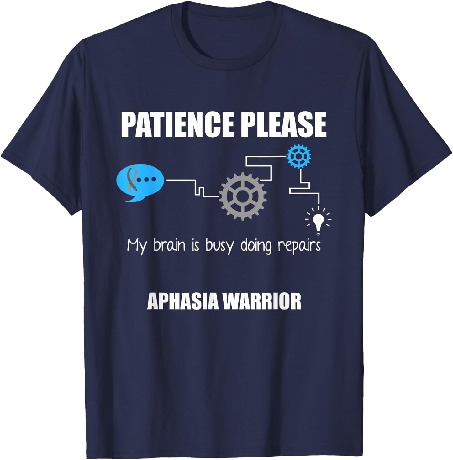 Aphasia Awareness Month Funny Gifts Aphasia Warrior Patience Survivor Awareness DA1 Black Women's Modern Casual Humorous T-Shirt - T-Shirt | Navy