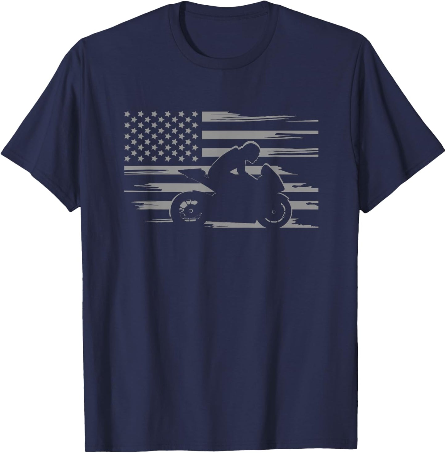 American Flag Motorcycle Apparel - Biker / Motorcycle T-Shirt - T-Shirt | Navy