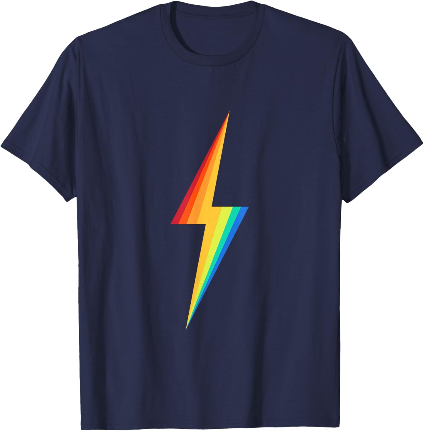 Colourful Rainbow Lightning Graphic T-Shirt - T-Shirt | Navy