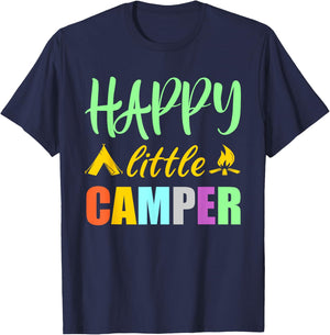 Happy Little Camper Tent Campfire for Camping Kids T-Shirt - T-Shirt | Navy