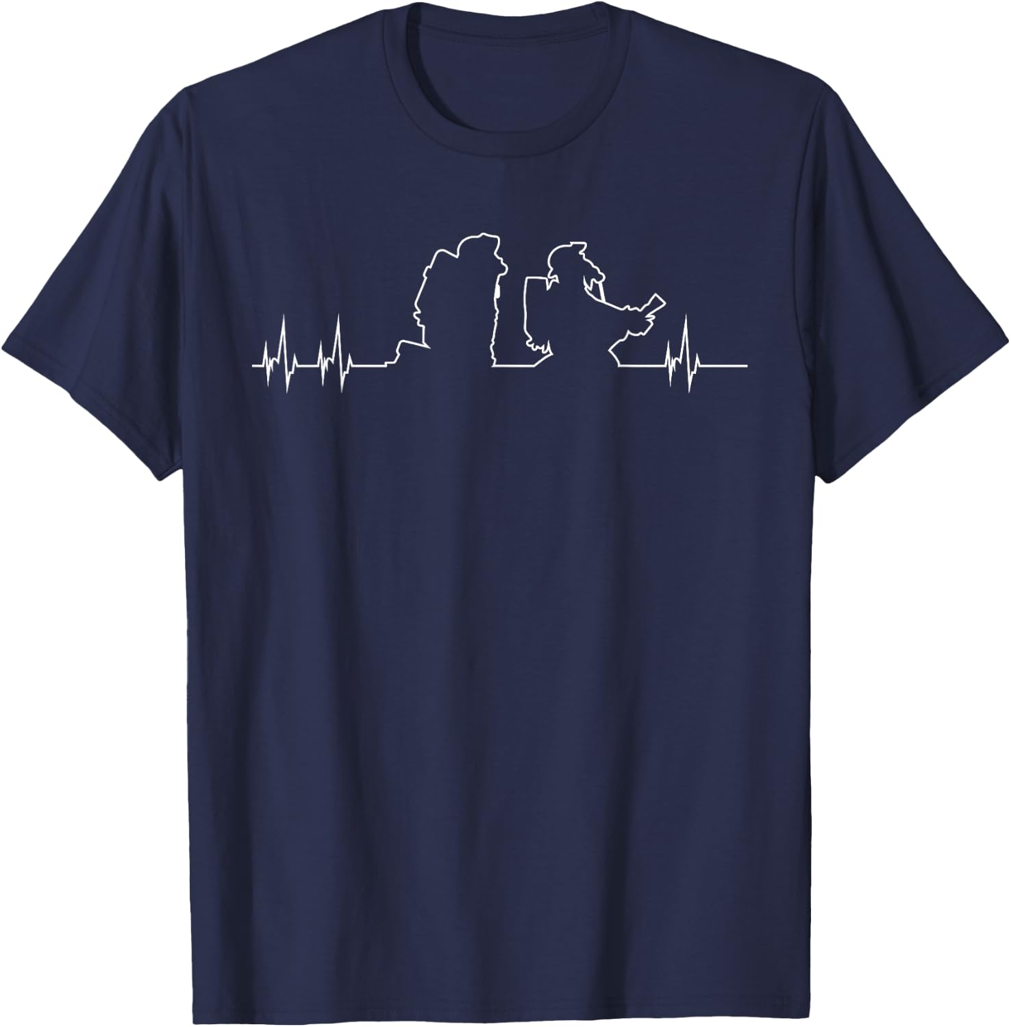 Firefighter Heartbeat Fire Brigade Firefighter Gift T-Shirt - T-Shirt | Navy