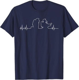 Firefighter Heartbeat Fire Brigade Firefighter Gift T-Shirt - T-Shirt | Navy
