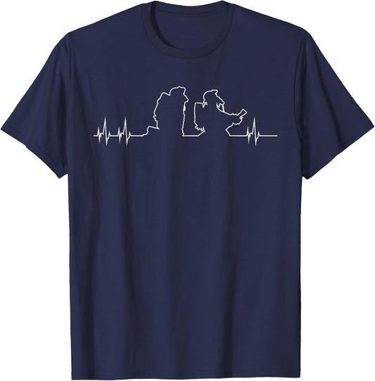 Firefighter Heartbeat Fire Brigade Firefighter Gift T-Shirt - T-Shirt | Navy