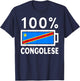 Congo Republic Flag | 100% Congolese Battery Power T-Shirt - T-Shirt | Navy