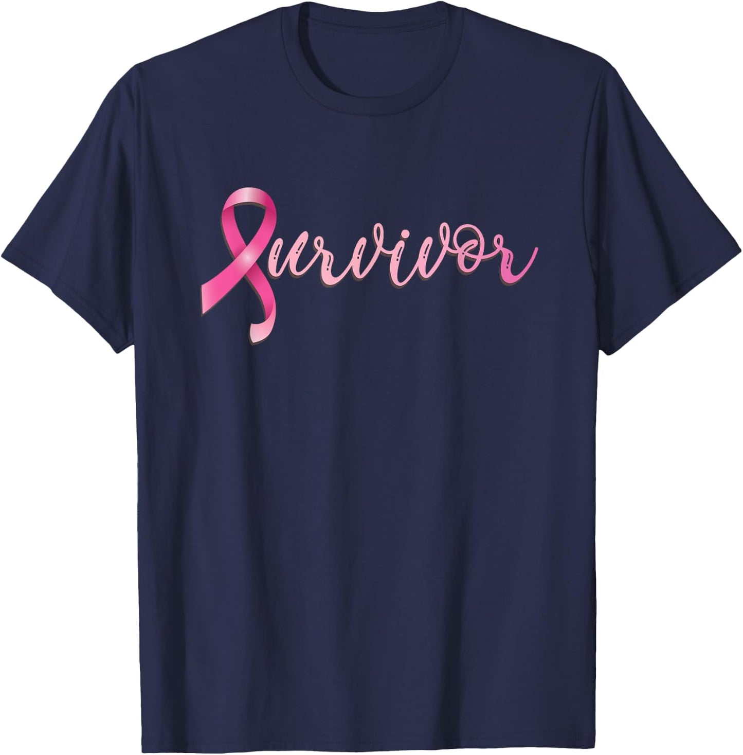 Breast Cancer Survivor Pink Ribbon Recovery T-Shirt - T-Shirt | Navy