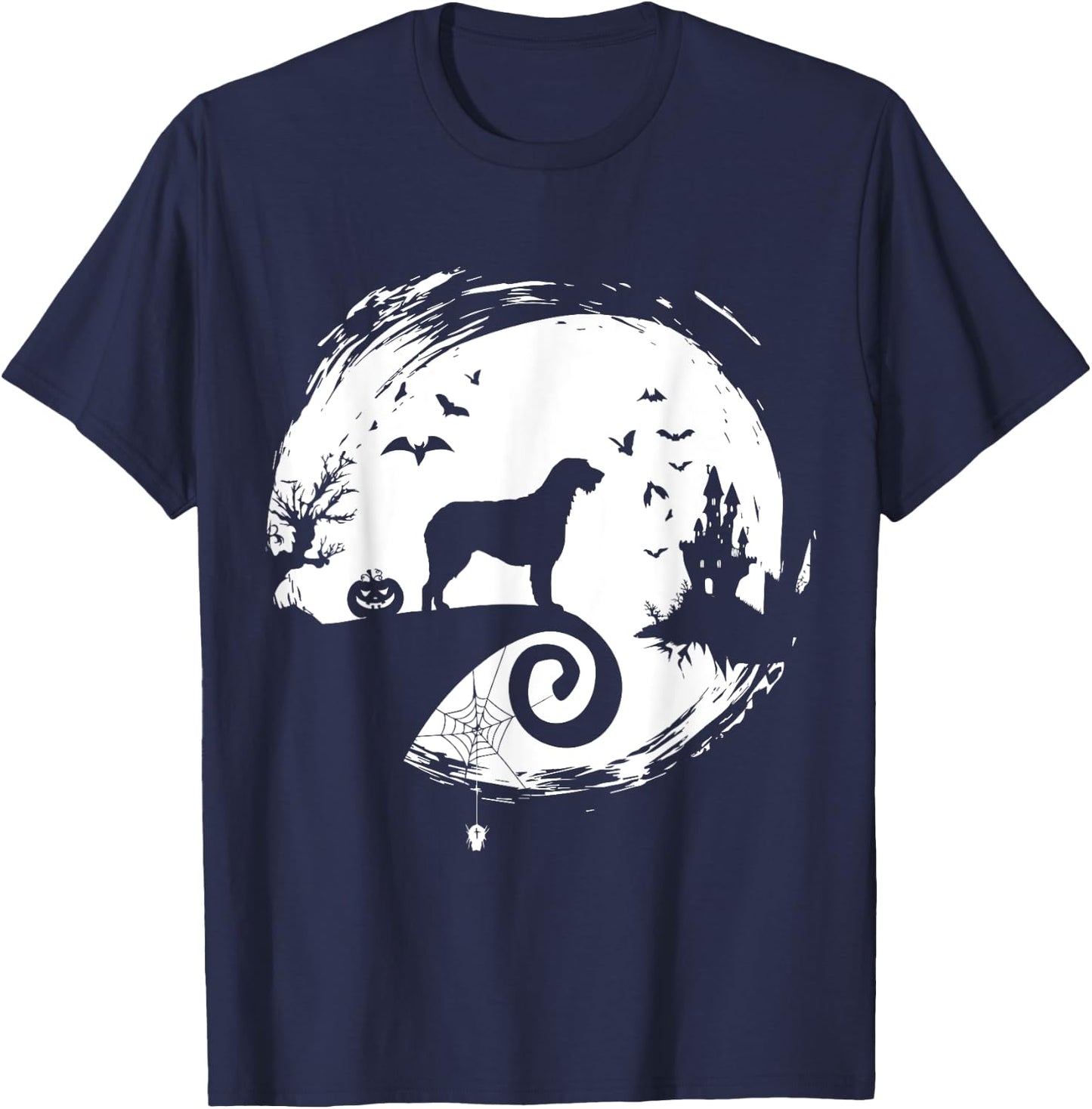 Irish Wolfhound Halloween Costume Moon Silhouette Creepy T-Shirt - T-Shirt | Navy