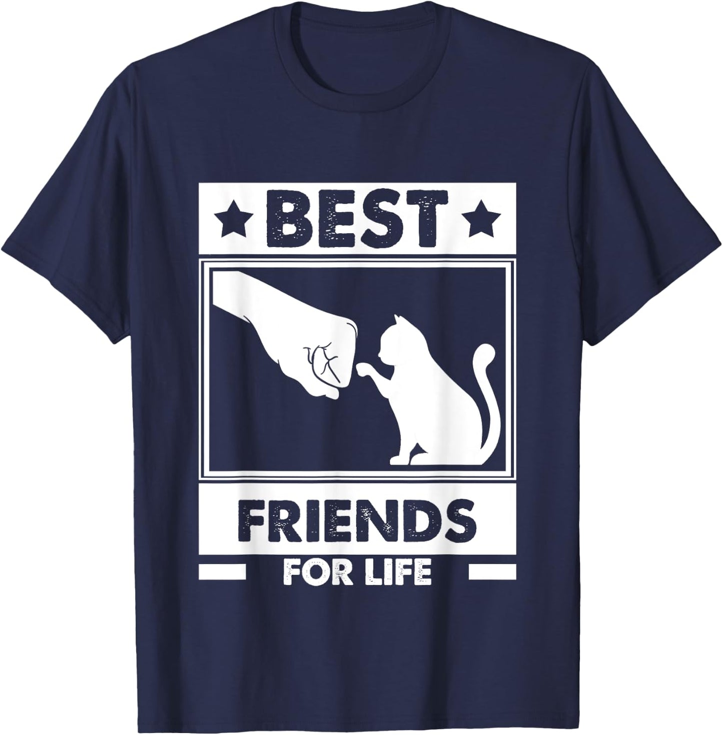 Cats Best Friends For Life Cat Best Friend Cat Women Girls Kids T-Shirt - T-Shirt | Navy