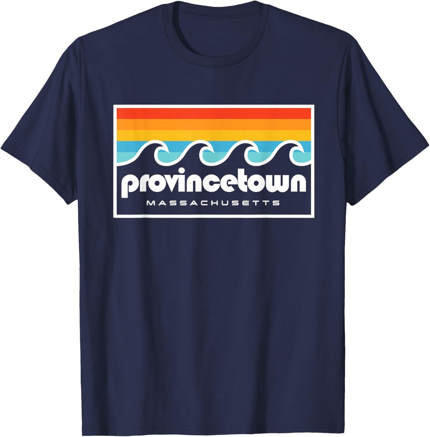 Provincetown MA Retro Vintage Style Ocean Sunset Cape Cod T-Shirt - T-Shirt | Navy